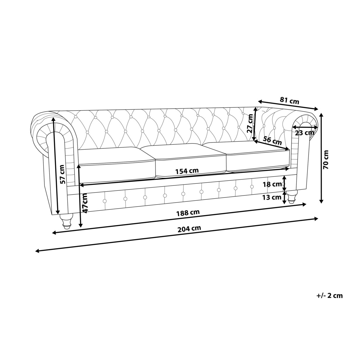 Sofa CHESTERFIELD Welur Musztardowy dla 3 osób