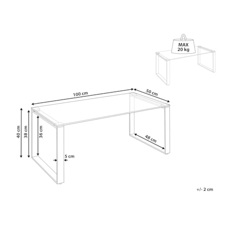 Stolik kawowy Szkło hartowane Srebrny TILON