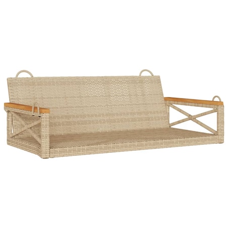 vidaXL Ławka bujana, beżowa, 109x62x40 cm, polirattan