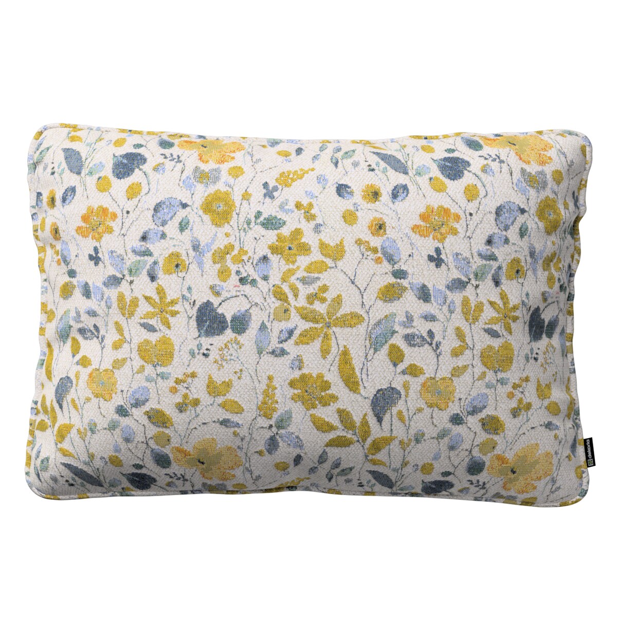 Poszewka Gabi na poduszkę prostokątna 60x40 żółto-niebieskie kwiaty na kremowym tle
