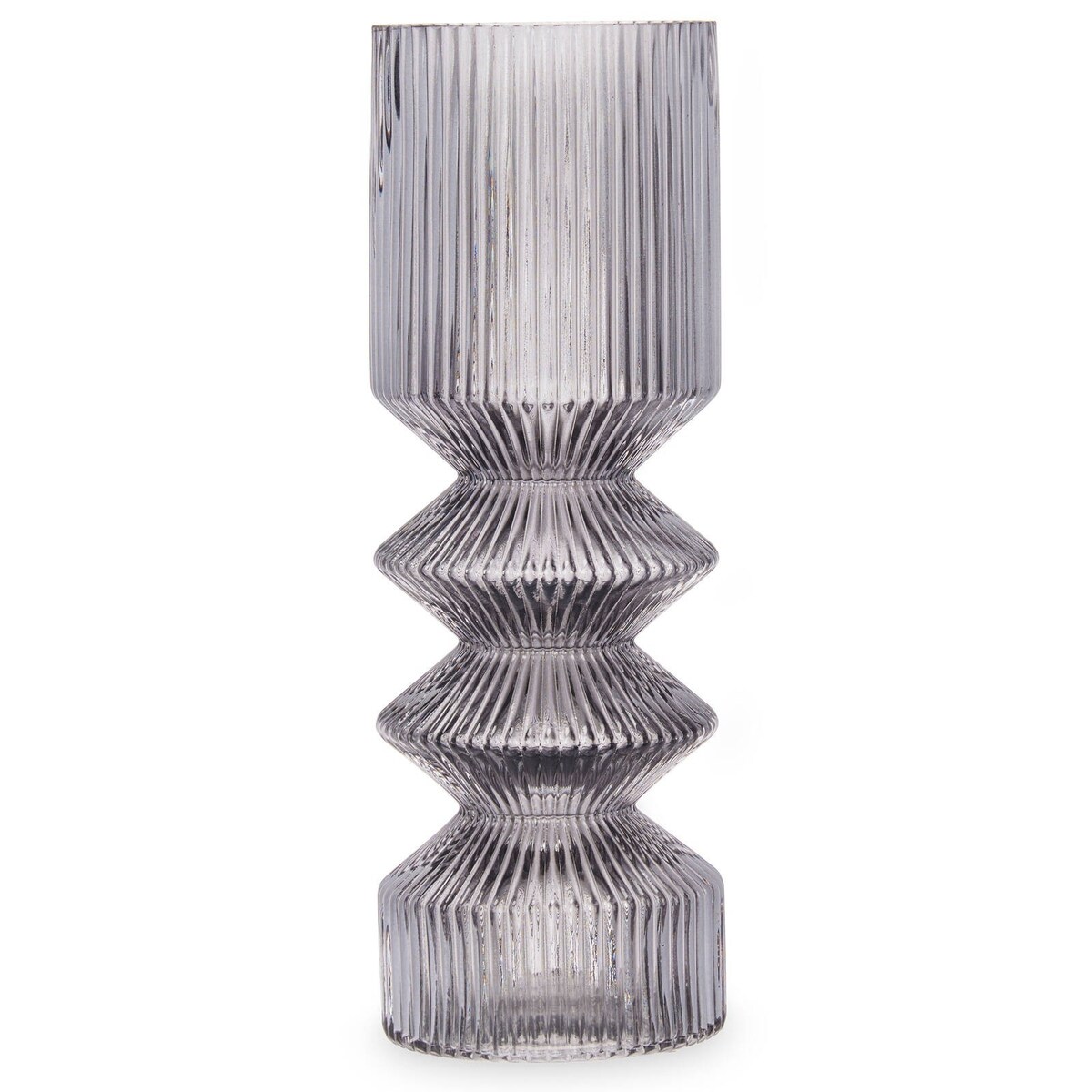 Wazon z ryflowanego szkła szary 23 cm