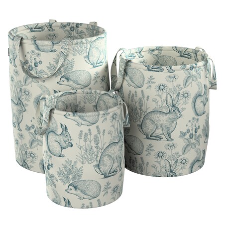 Kosz na zabawki Tobi, ecru-niebieski, 30x40cm, Magic Collection