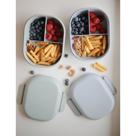 Mushie Lunchbox dla Dzieci Pojemnik na Jedzenie ze Sztućcami Sage