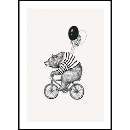 Poster Story, Plakat, Obraz - Miś z Balonami na Rowerze, wymiary 30 x 42 cm