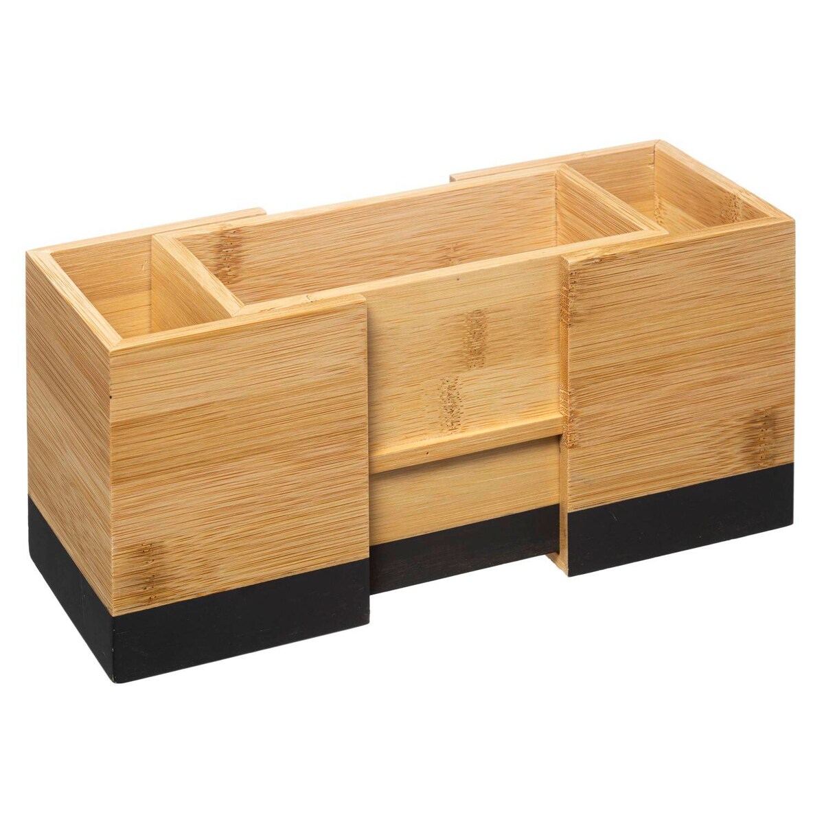 Organizer na sztućce, regulowany rozmiar, bambusowy, 18 x 10 x 12 cm