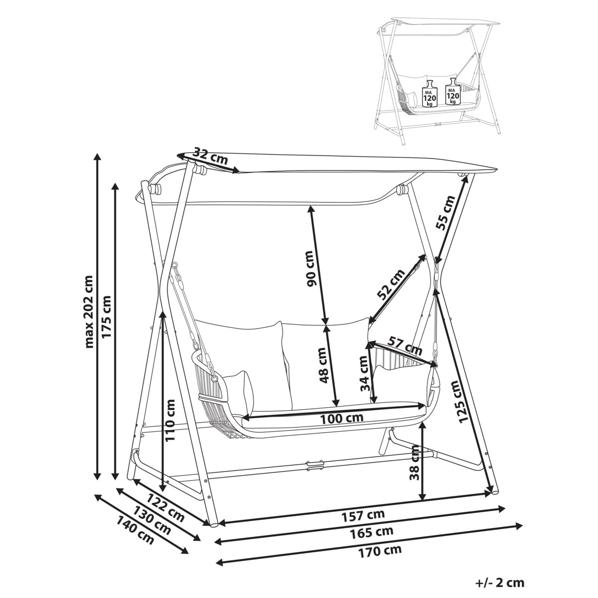 Huśtawka ogrodowa FIASTRA Metal Jasnoszary