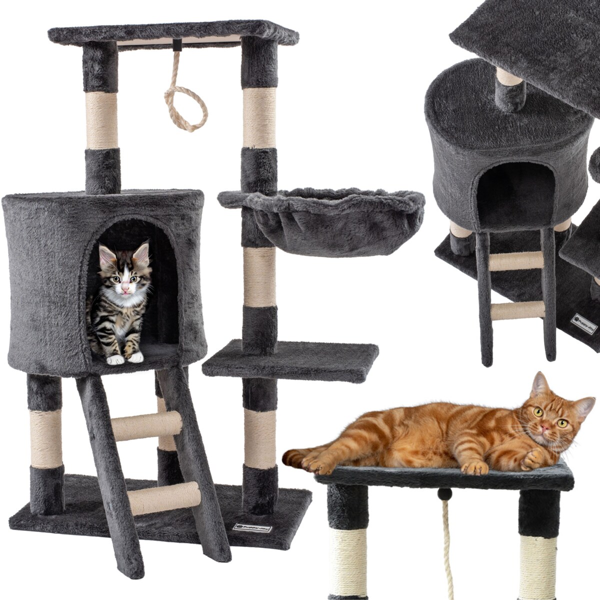 Pięciopoziomowy drapak dla kotów Szary 75 cm