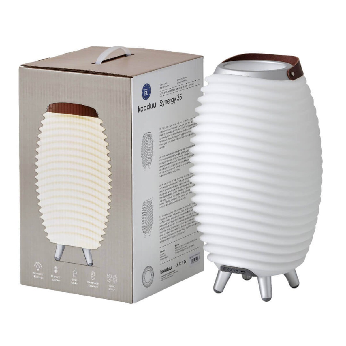 KOODUU SYNERGY 35 Lampa LED z głośnikiem i coolerem na napoje - 41 x 24 cm, Biały