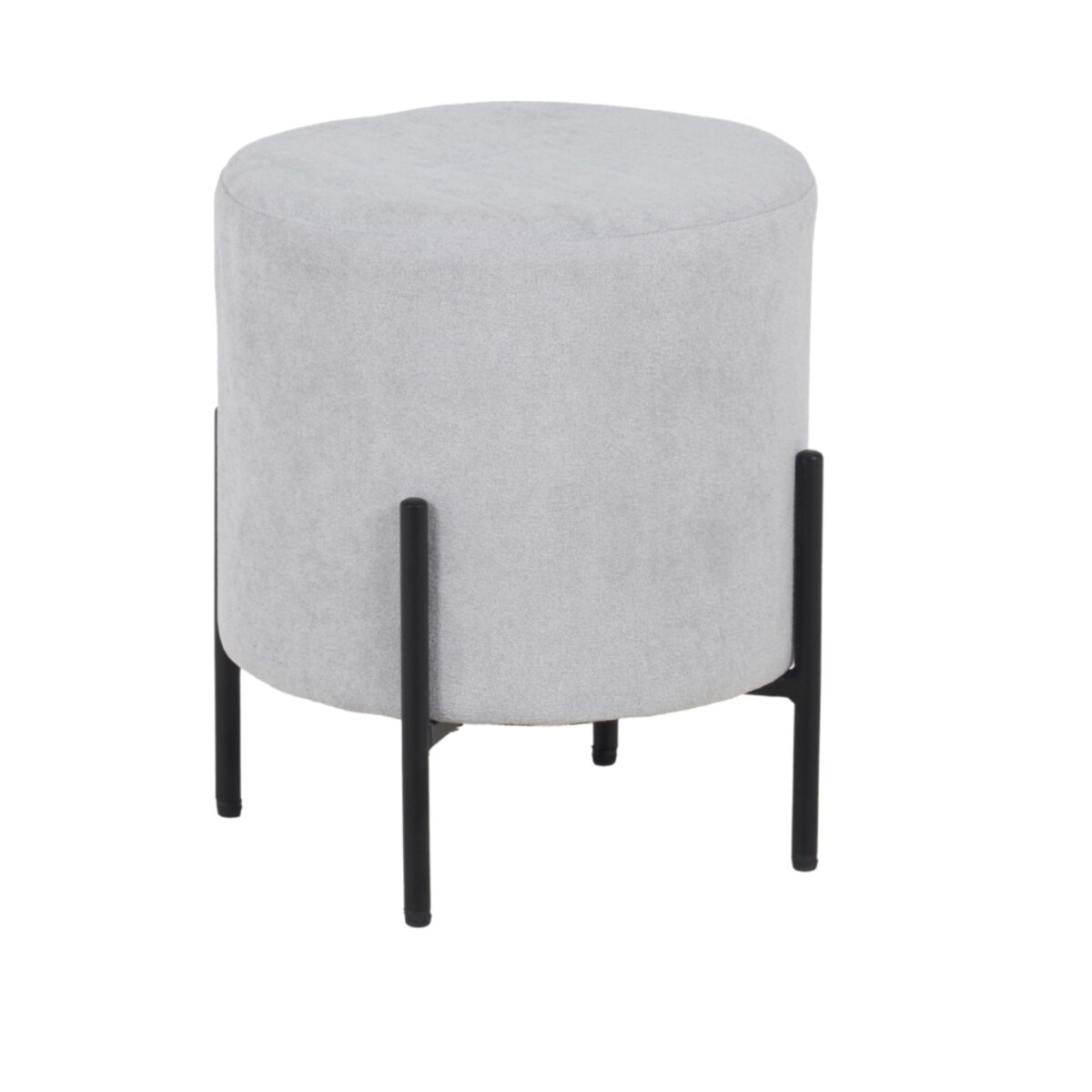 Pufa tapicerowana tkanina boucle szara  TEDDY czarne nogi