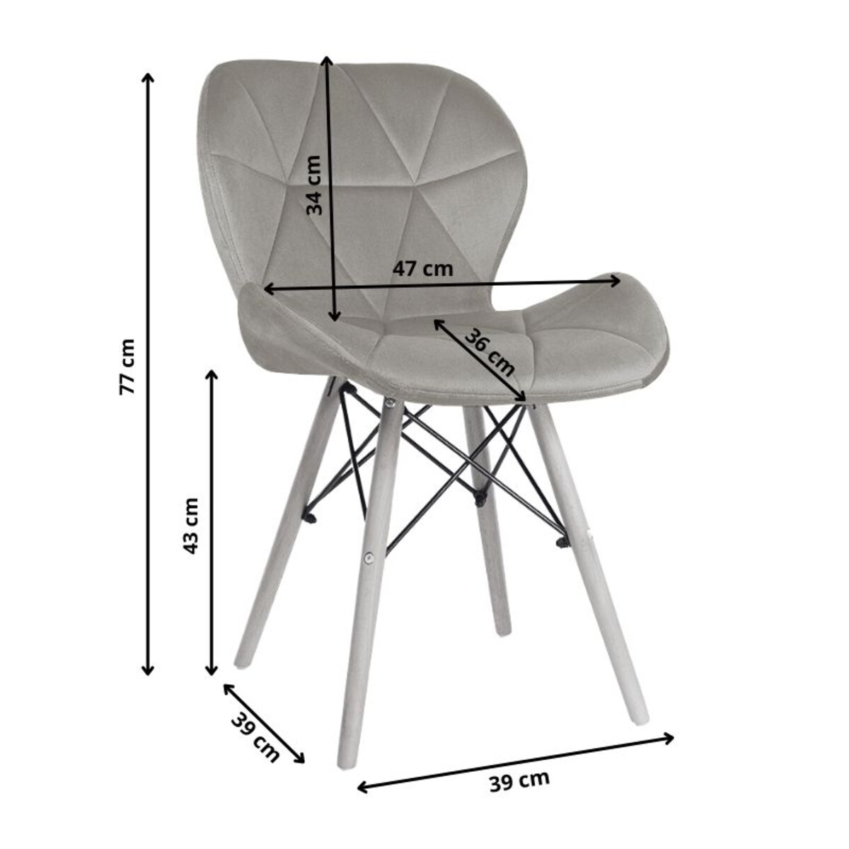Krzesło tapicerowane do salonu nowoczesne skandynawskie pikowane welurowe