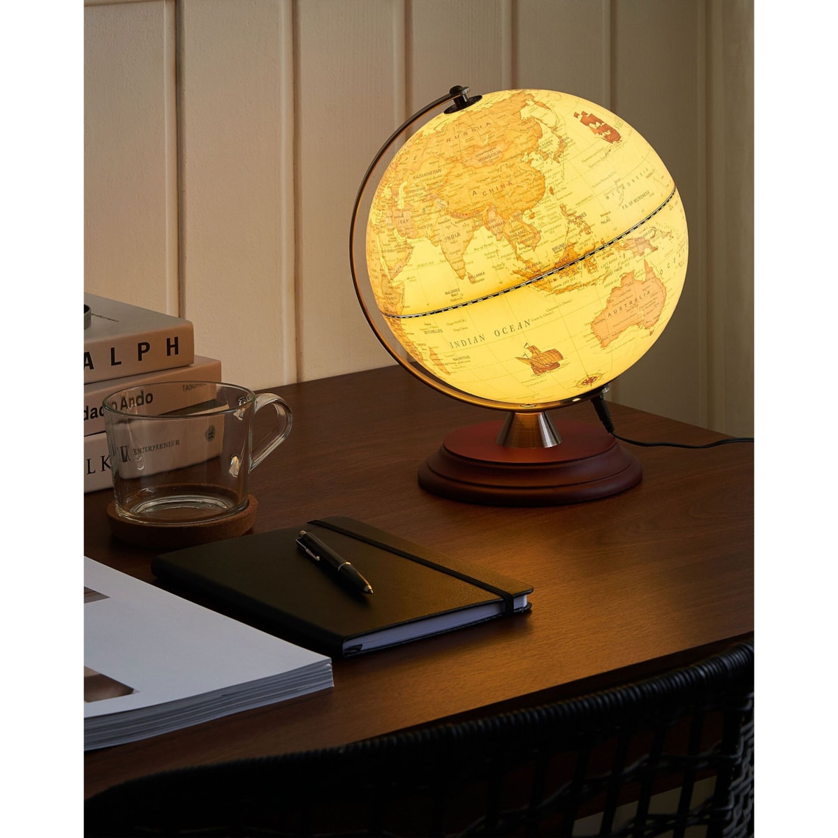 Globus LED 30 cm żółty VESPUCCI