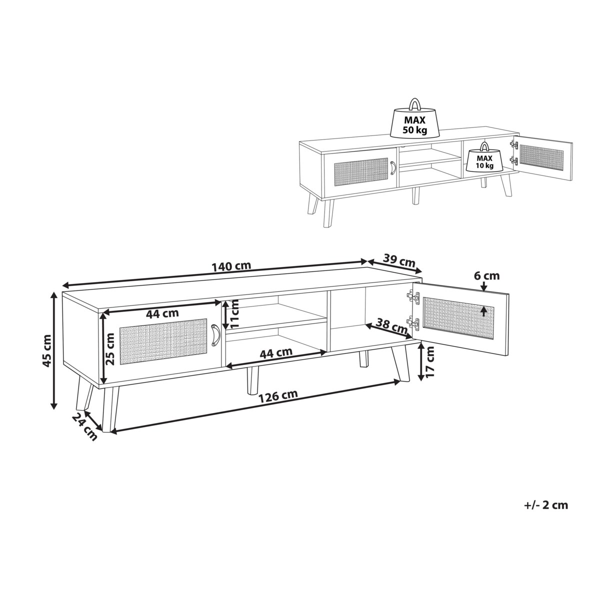 Szafka RTV biała z beżowym PARTON