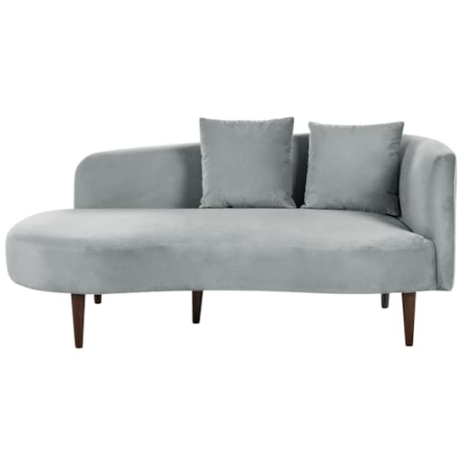 Szezlong welurowy prawostronny jasnoszary CHAUMONT