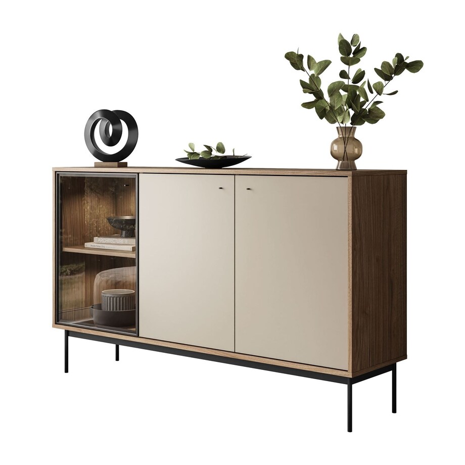 Trzydrzwiowa komoda ISA 3D z oświetleniem LED, glina + columella