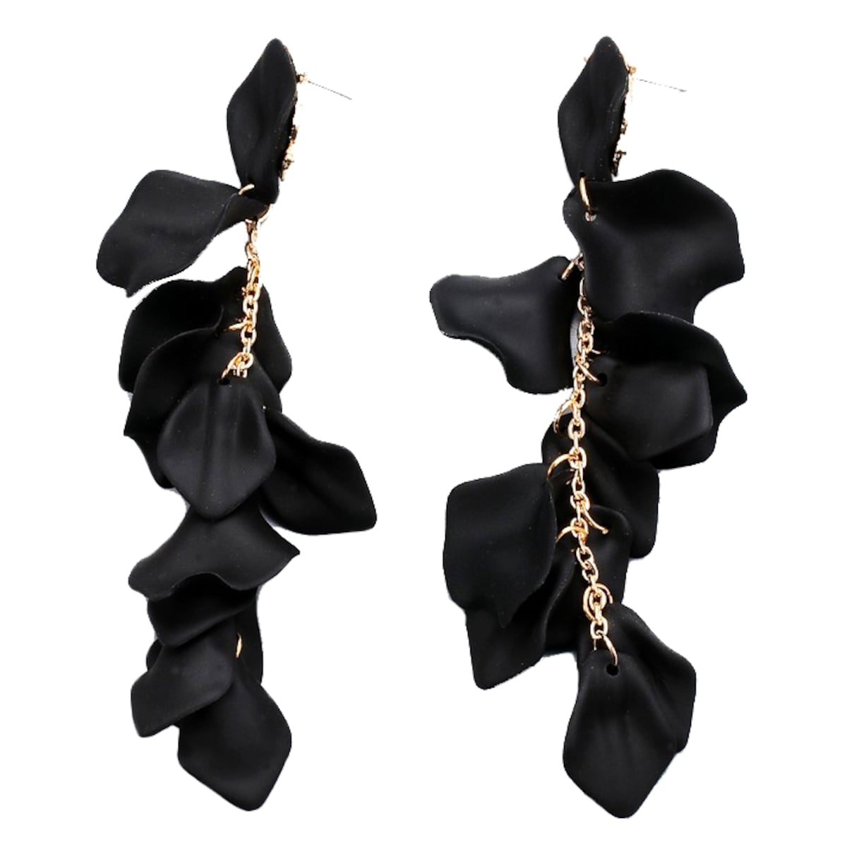 Kolczyki czarne płatki girlanda