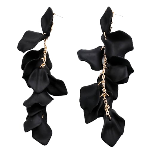 Kolczyki czarne płatki girlanda