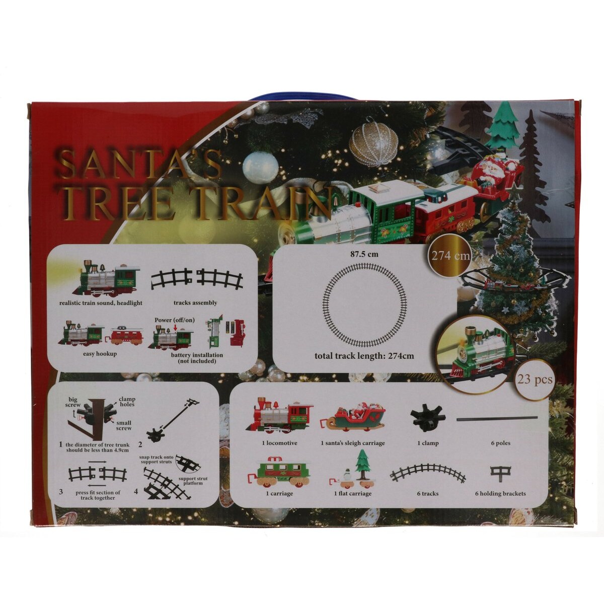 Świąteczna kolejka na choinkę, 23 elementy, Ø 87,5 cm