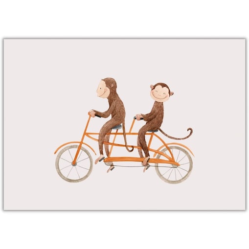plakat małpy na rowerze 21x30 cm