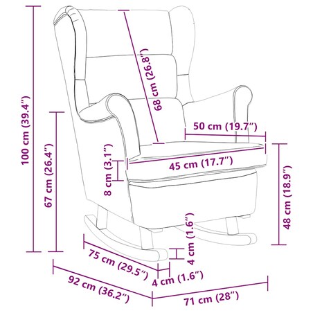 vidaXL Fotel bujany z uszak, niebieski aksamit i lite drewno