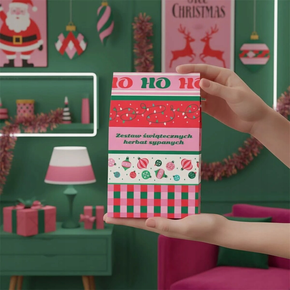 ŚWIĄTECZNY ZESTAW PREZENTOWY HERBATA SYPANA W SASZETKACH 10 SMAKÓW PREMIUM - PREZENT UPOMINEK NA MIKOŁAJA ŚWIĘTA GWIAZDKĘ BOŻE NARODZENIE POD CHOINKĘ DLA KOBIETY FACETA