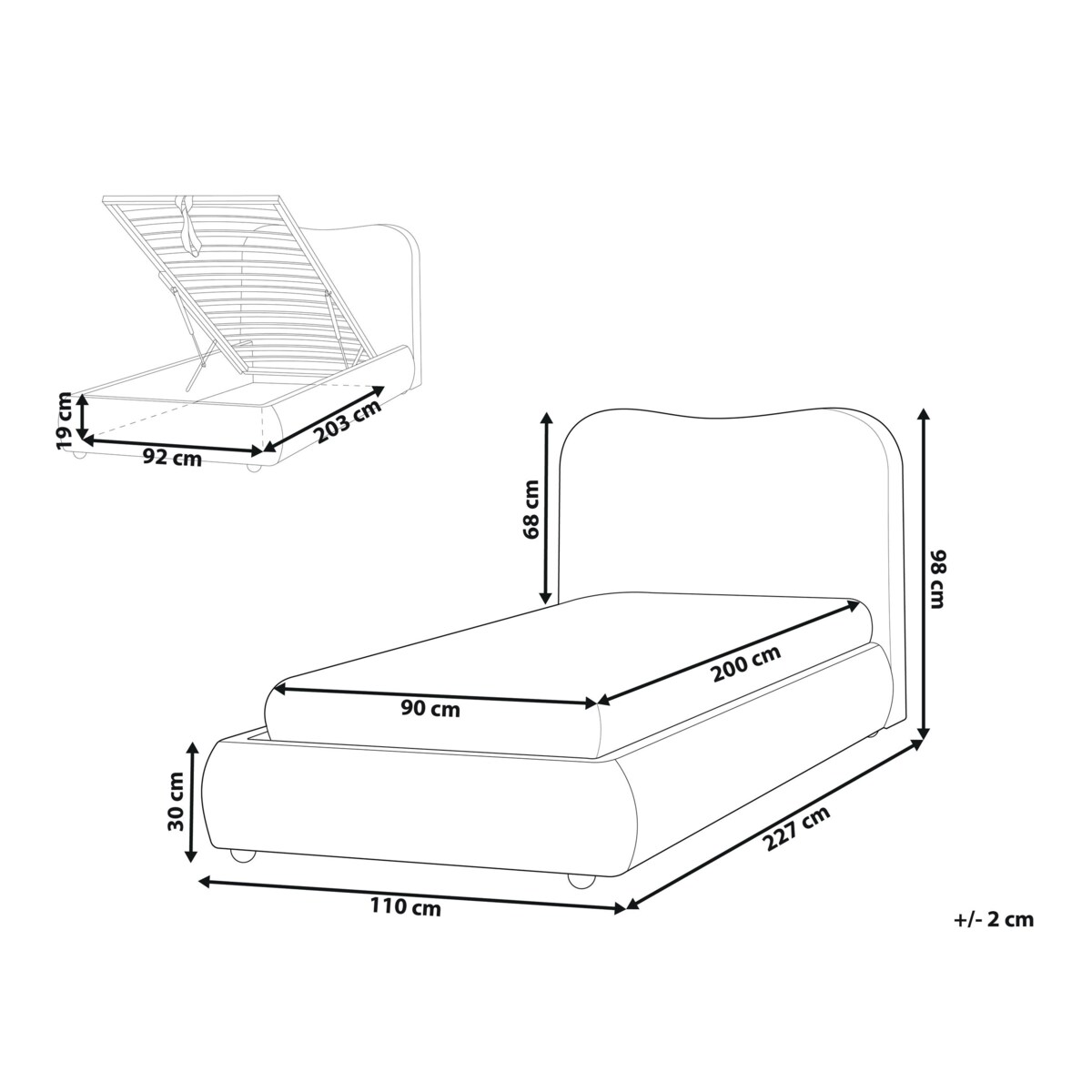 Łóżko z pojemnikiem Boucle BLAGNAC 90 x 200 cm Różowy