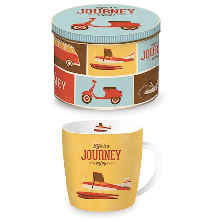 Kubek porcelanowy w metalowej puszce, Retro Airplane