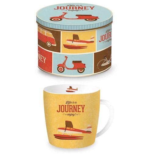 Kubek porcelanowy w metalowej puszce, Retro Airplane