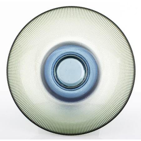 Patera szklana misa 17x35x35 cm LAGOTTO-2 zielona na niebieskiej podstawie