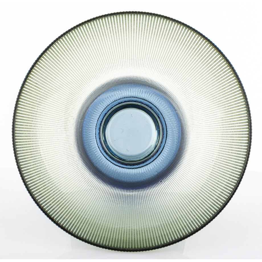 Patera szklana misa 17x35x35 cm LAGOTTO-2 zielona na niebieskiej podstawie