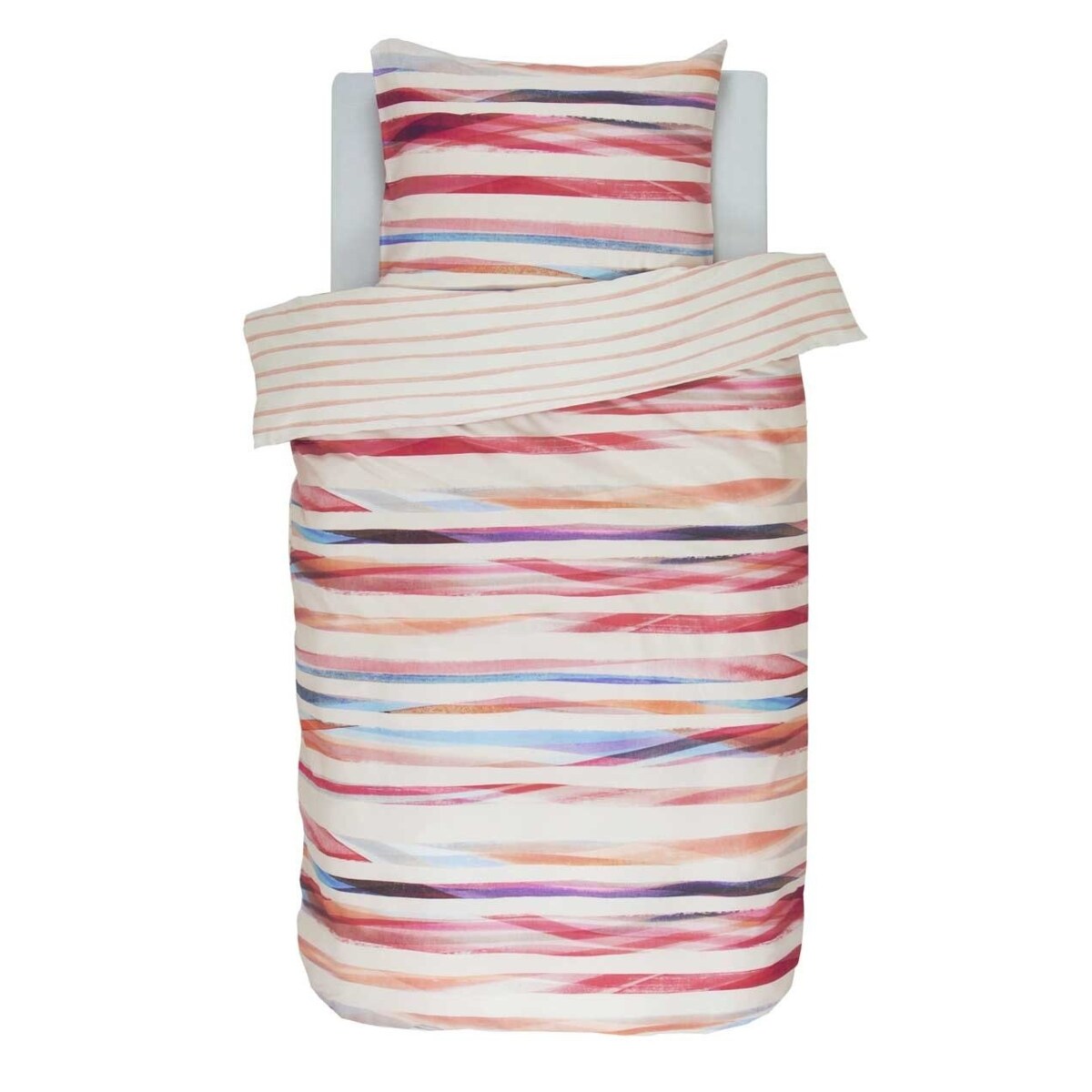 Ekskluzywny komplet pościeli z bawełny satynowej w kolorowe pasy, poszewka ozdobna, pościel w pasy, pościel Esprit, 140 x 220 cm