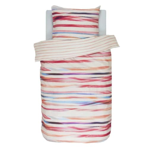 Ekskluzywny komplet pościeli z bawełny satynowej w kolorowe pasy, poszewka ozdobna, pościel w pasy, pościel Esprit, 140 x 220 cm