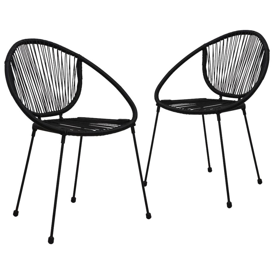vidaXL Krzesła ogrodowe, 2 szt., rattan PVC, czarne