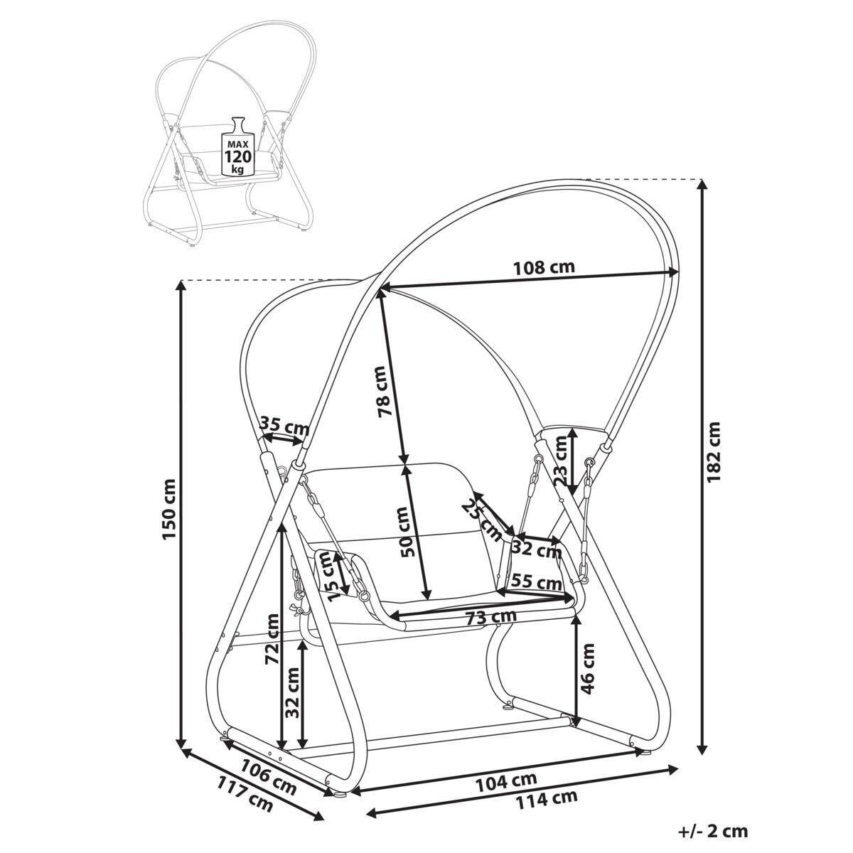 Huśtawka ogrodowa SOLAGNA Metal Ciemnoszary