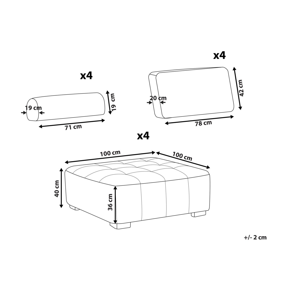 Modułowy komplet wypoczynkowy 4-osobowy różowy TIBRO