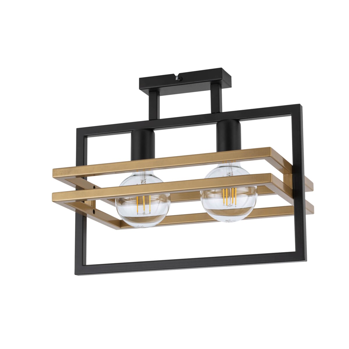 Prostokątna lampa sufitowa Merci ramki czarne złote