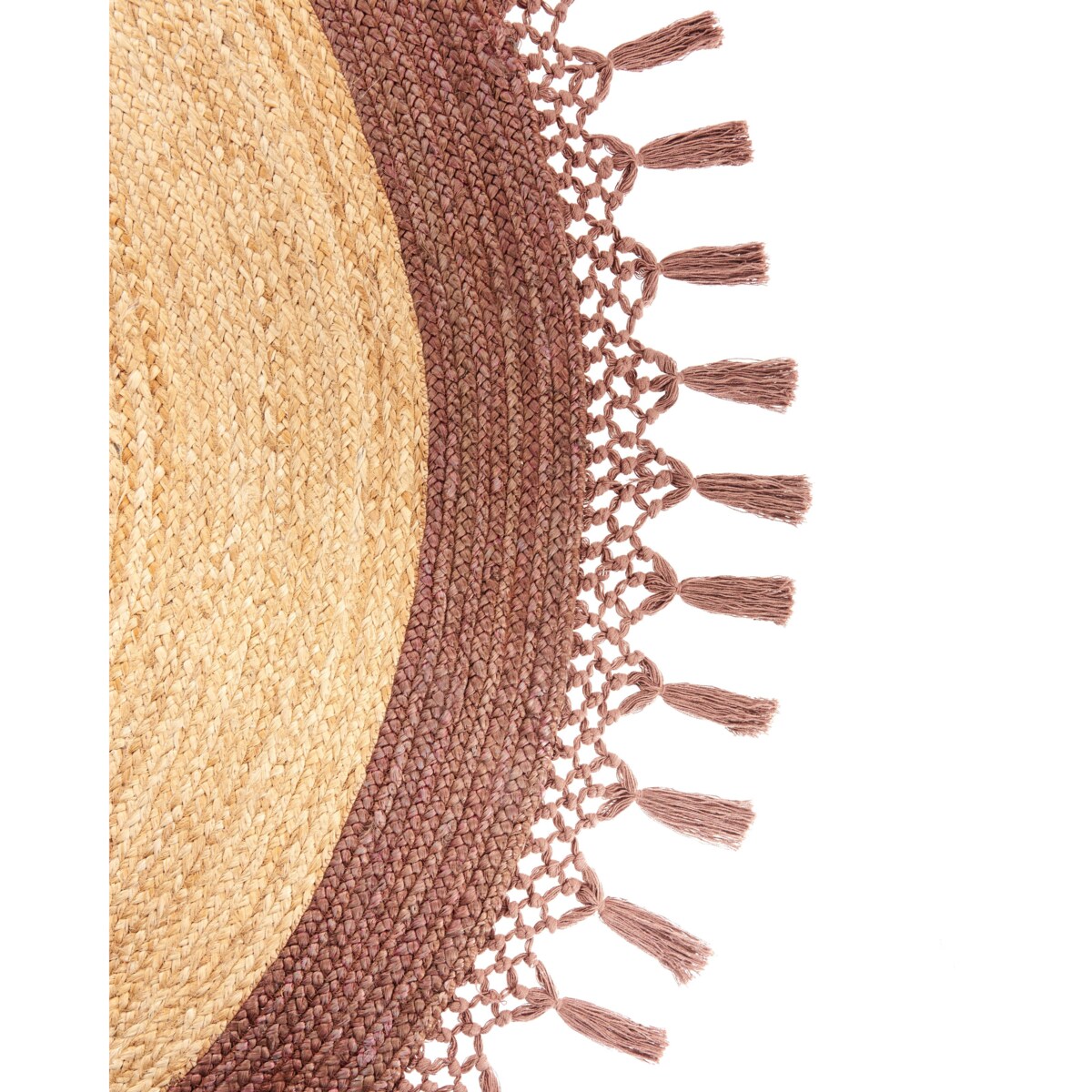 Dywan okrągły z juty 200 cm beżowy z brązowym MARTS