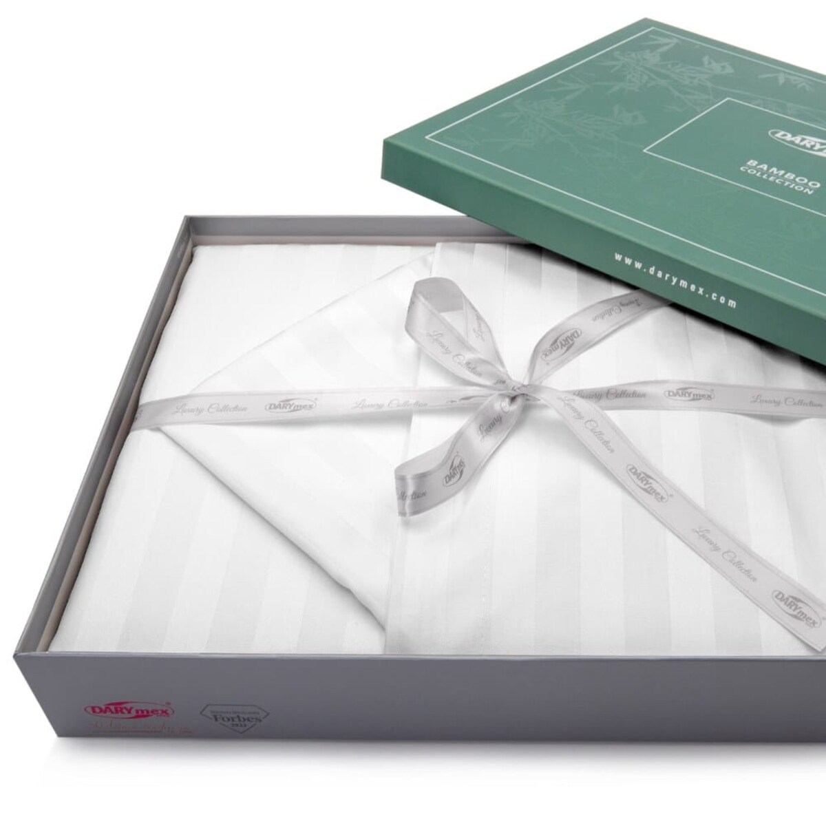 Pościel bambusowa satyna bawełniana 140x200 Bamboo paski, biała