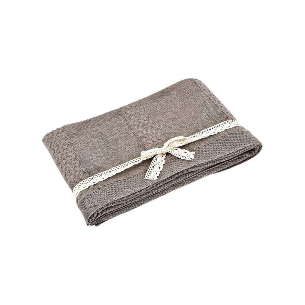 Koc dzianinowy z wełny MERINO 150x200 cm – FLORENCE TAUPE