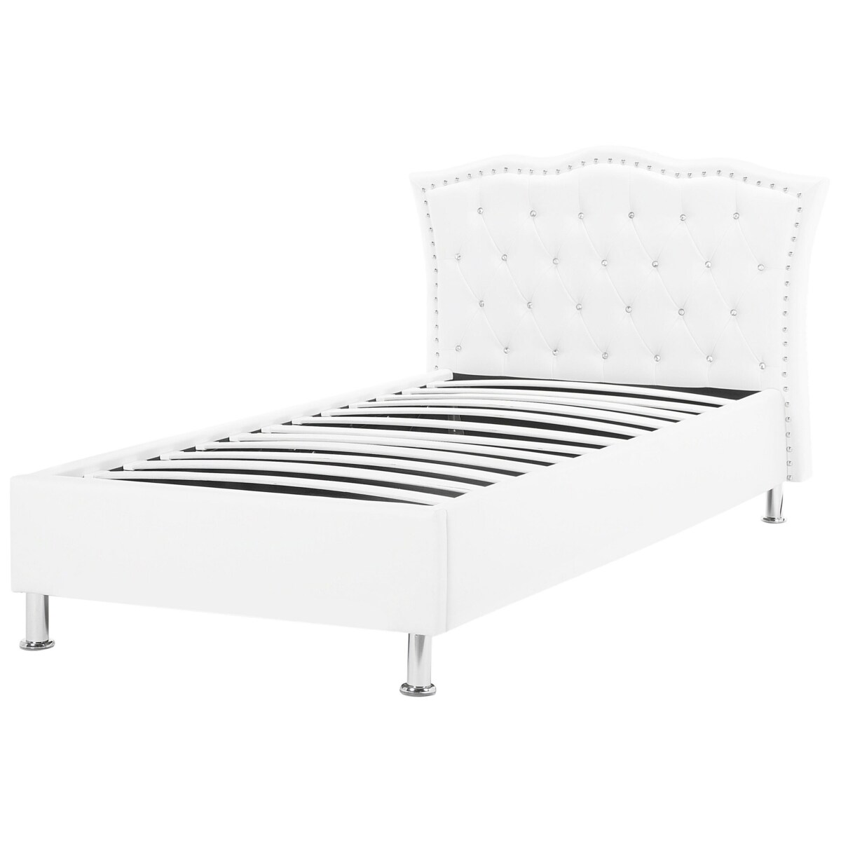 Łóżko z pojemnikiem ekoskóra 90 x 200 cm białe METZ