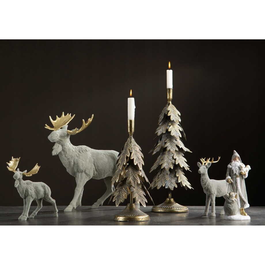 ŚWIĄTECZNA FIGURKA ŁOŚ aksamitna szara Boże Narodzenie 42cm