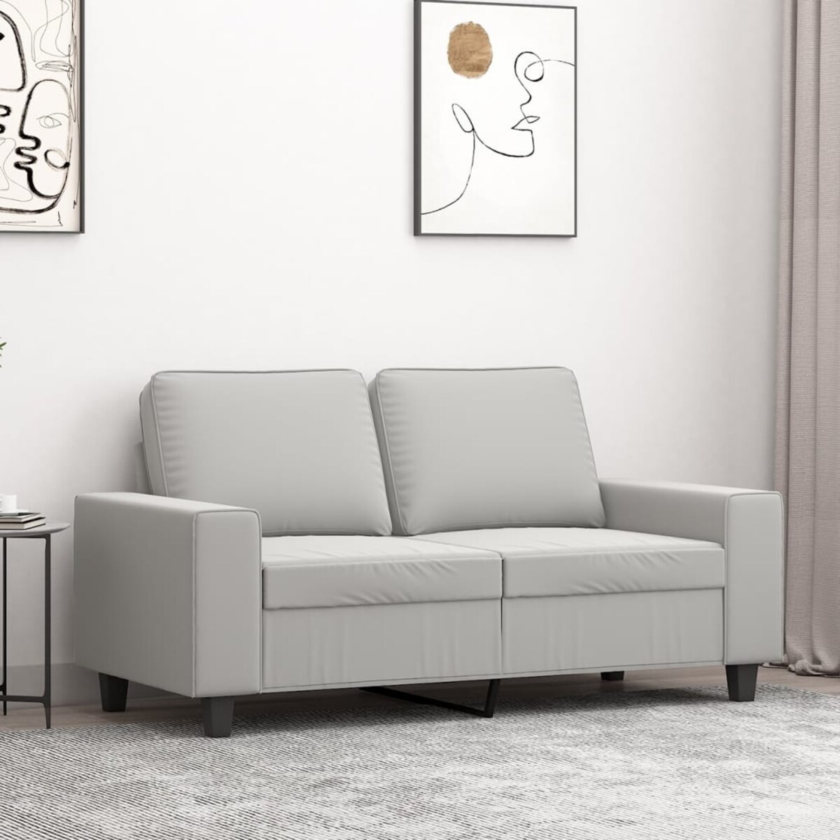 vidaXL Sofa 2-osobowa, jasnoszara, 120 cm, tapicerowana mikrofibrą