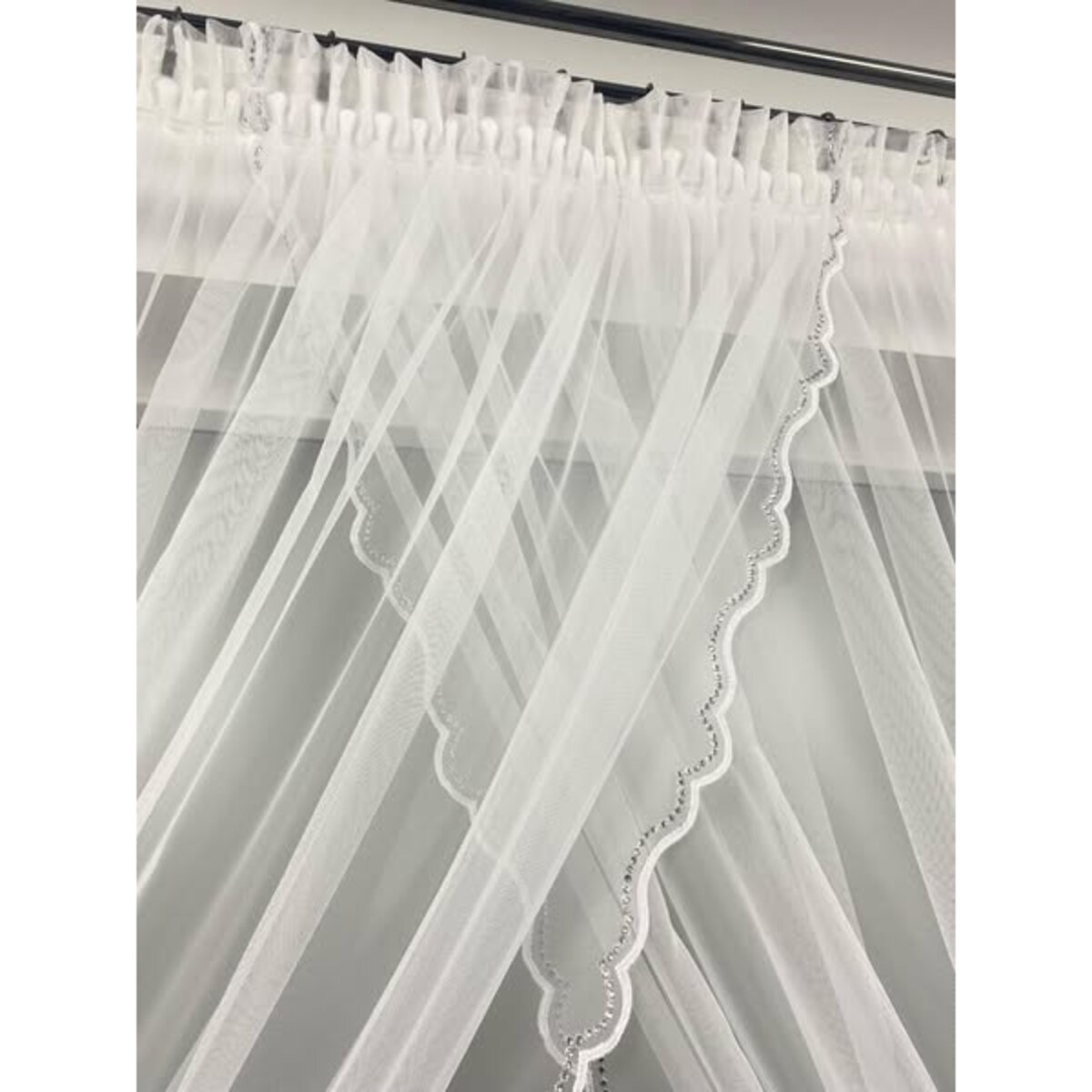 firana kryształowa z szyfonu "aurelia" | taśma 400x160 biała