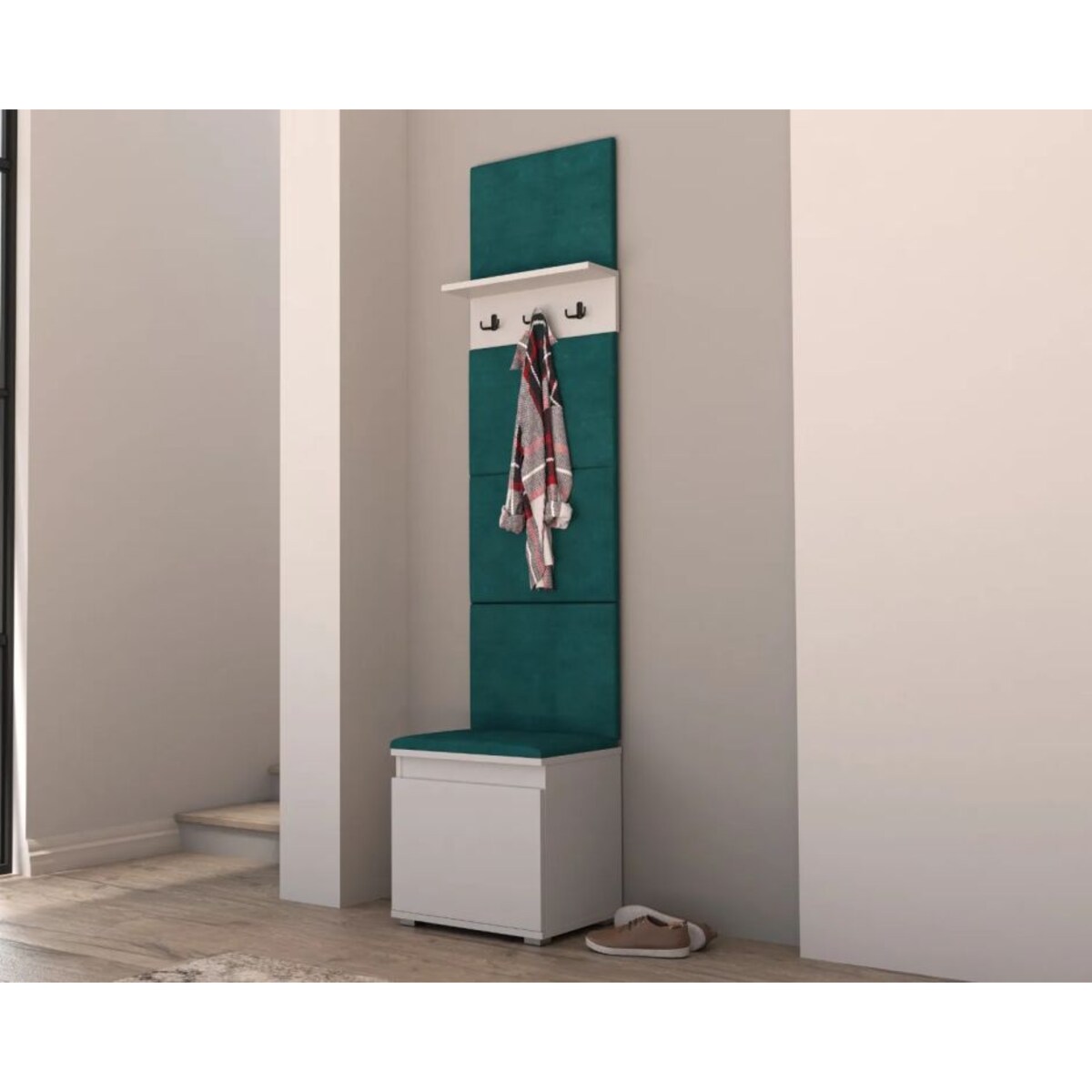 Szafka na buty z siedziskiem i wieszakiem SINGAPUR 50 biała/zielona