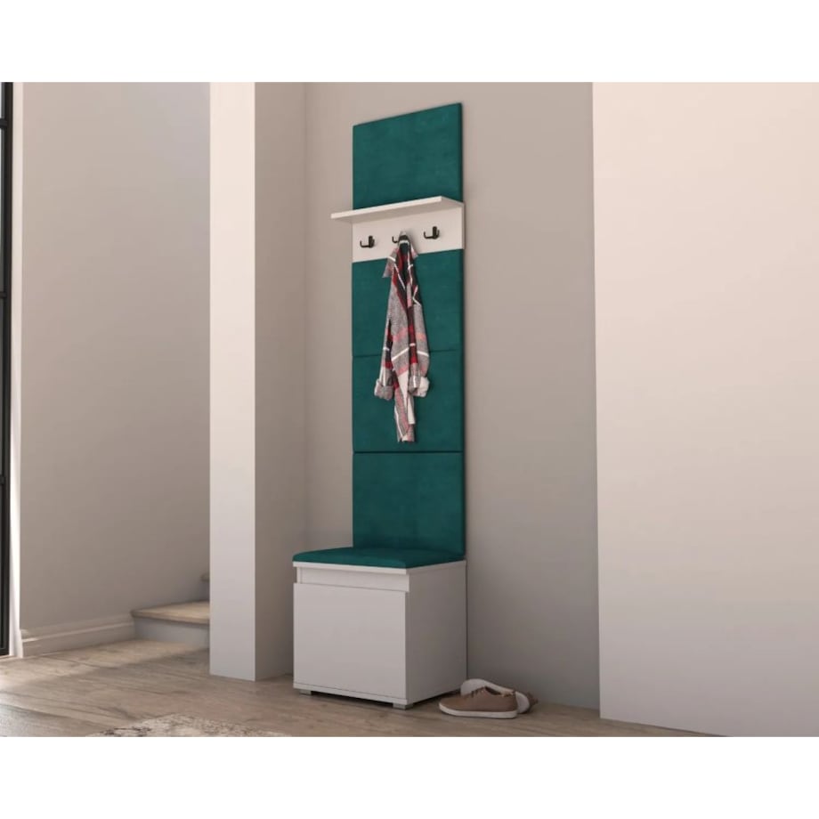 Szafka na buty z siedziskiem i wieszakiem SINGAPUR 50 biała/zielona