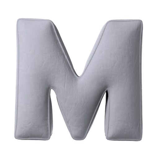 Poduszka literka M, srebrzysty szary, 35x40cm, Posh Velvet