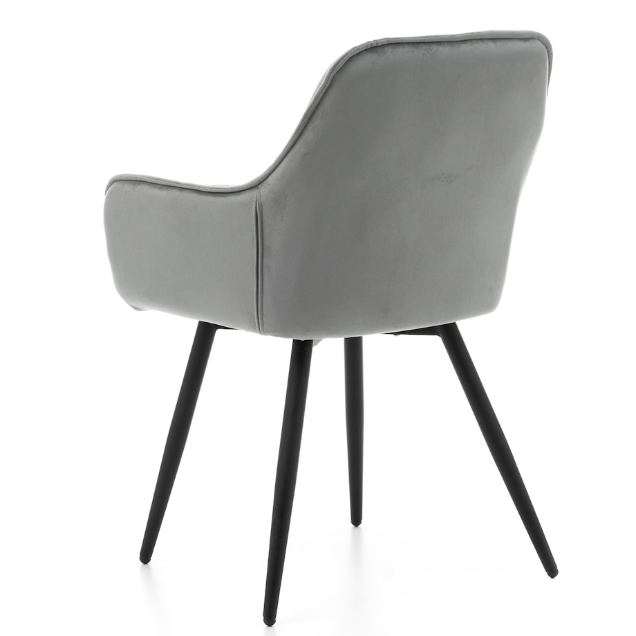 Krzesło tapicerowane pikowane do salonu jadalni welurowe SIENA jasnoszare