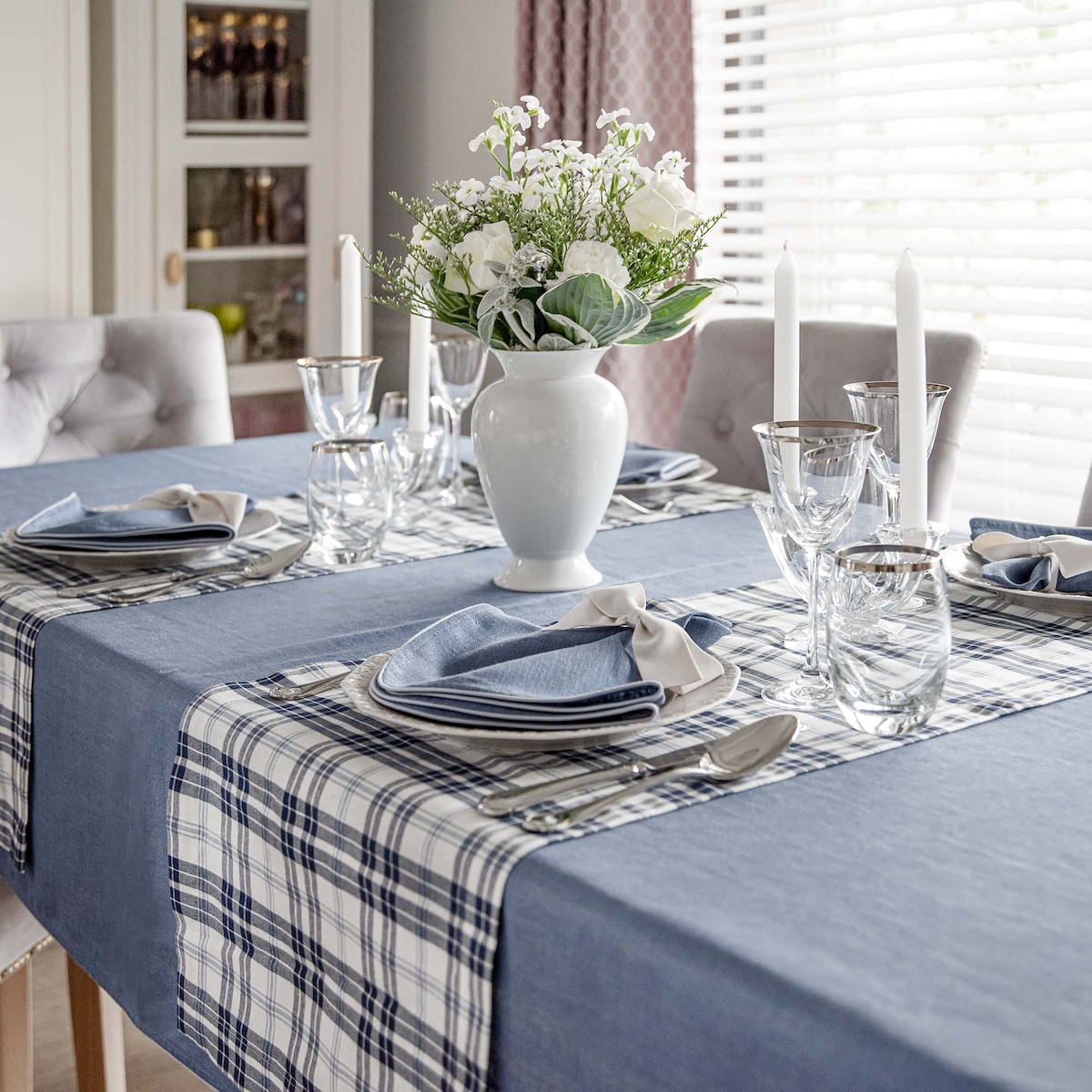 Obrus lniany Royal Blue - 150 cm x 300 cm