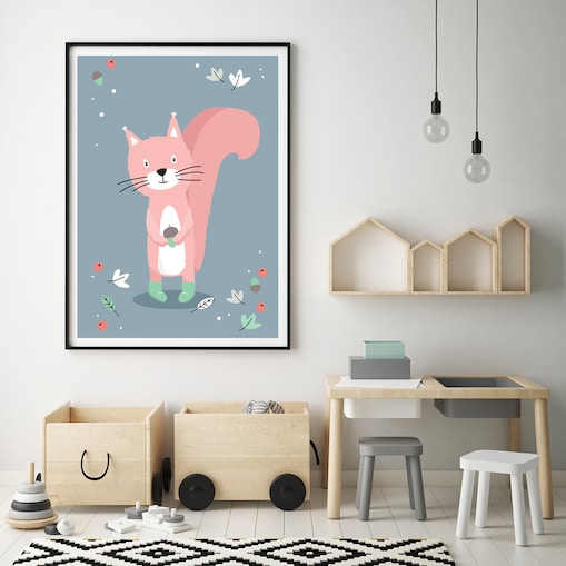 Plakat dla dzieci Wiewiórka psotka 40x50