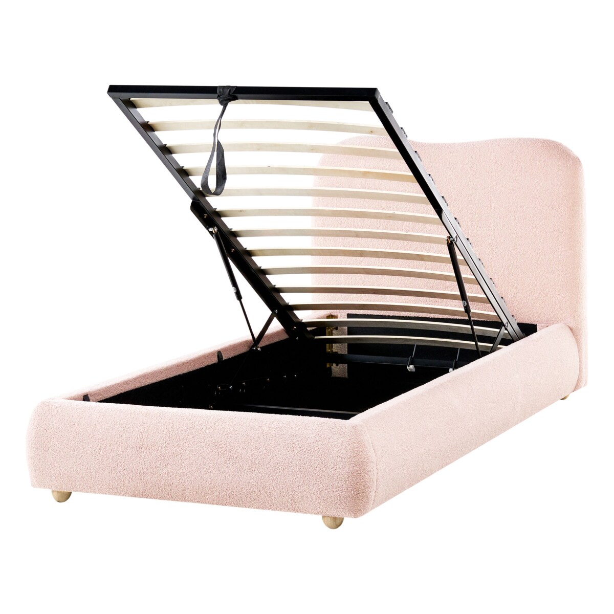 Łóżko z pojemnikiem Boucle BLAGNAC 90 x 200 cm Różowy