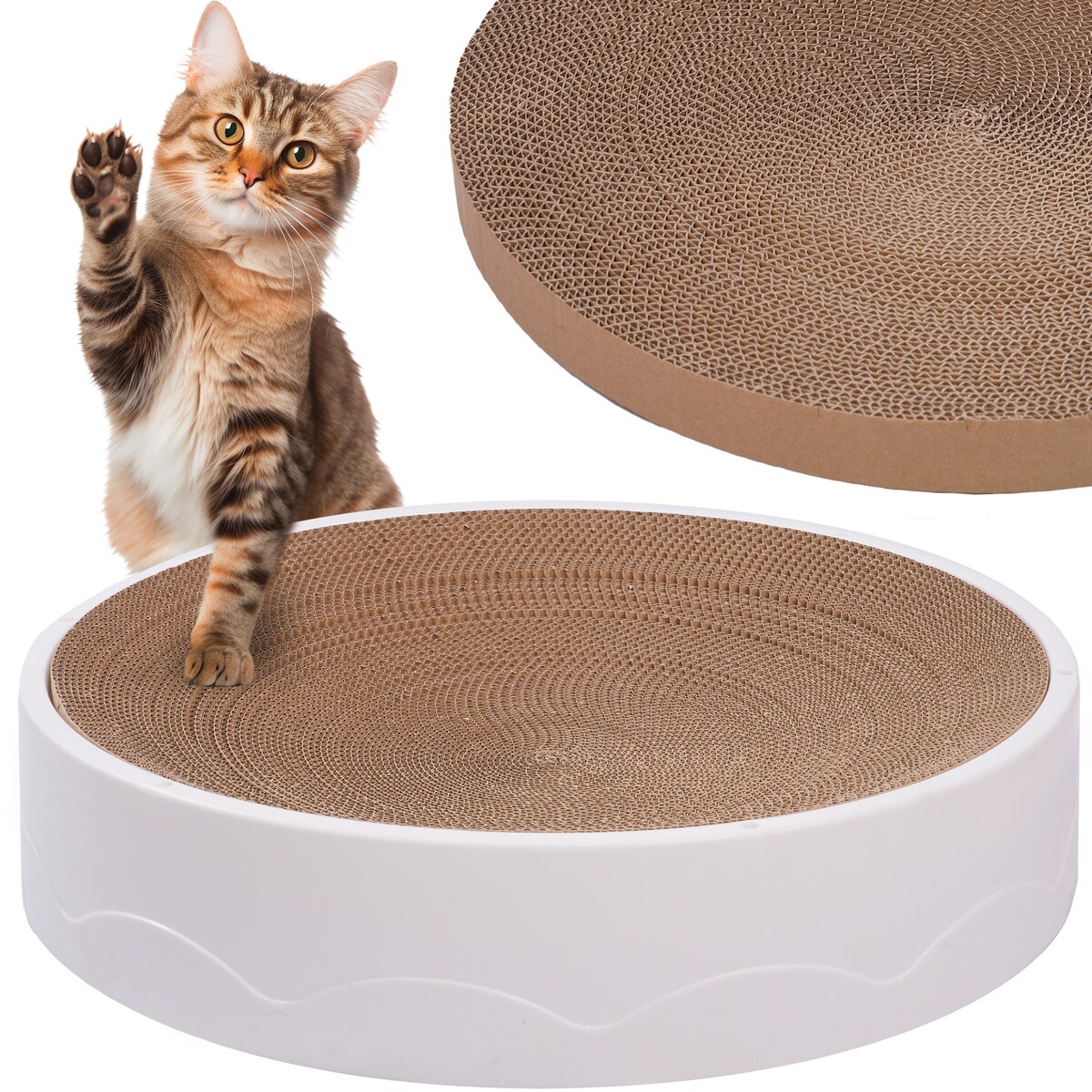 Zestaw Drapak Z Dodatkowym Wymiennym Wkładem Dla Kota Ekologiczny Tekturowy